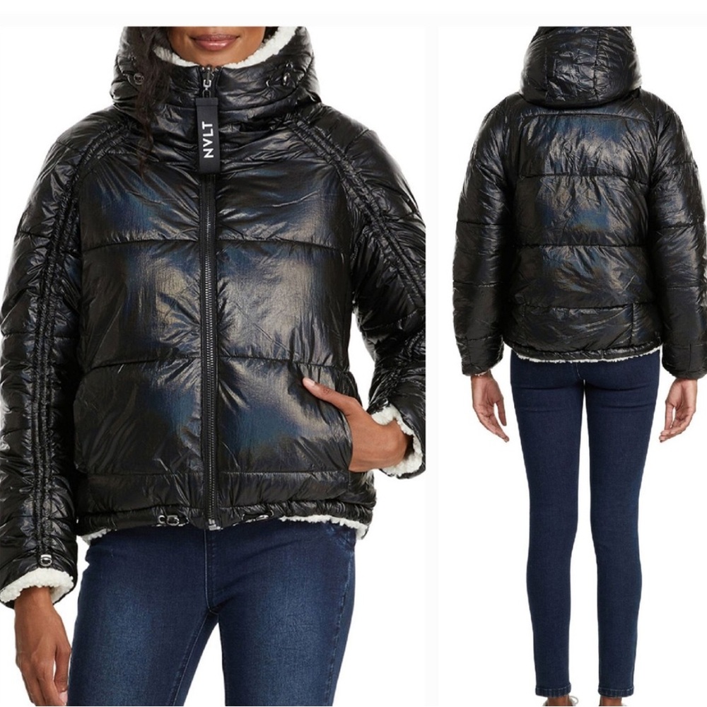 NVLT Reversible Hooded Black Puffer Jacket